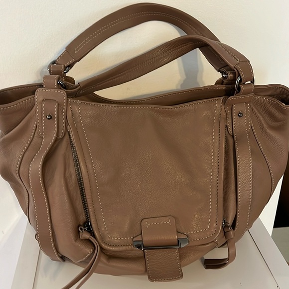 KOOBA JONNIE BROWN TAUPE LEATHER HOBO SHOULDER BAG - Picture 3 of 10